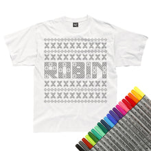 Load image into Gallery viewer, Personalised Christmas Fairisle Colour In T-Shirt (fabric pens optional)