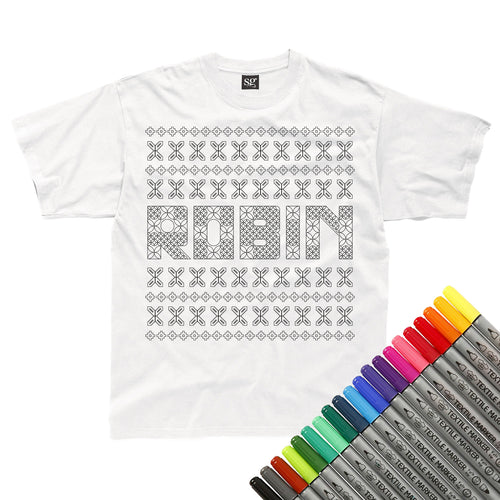 Personalised Christmas Fairisle Colour In T-Shirt (fabric pens optional)