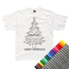 Load image into Gallery viewer, Personalised Christmas Tree Colour In T-Shirt (fabric pens optional)