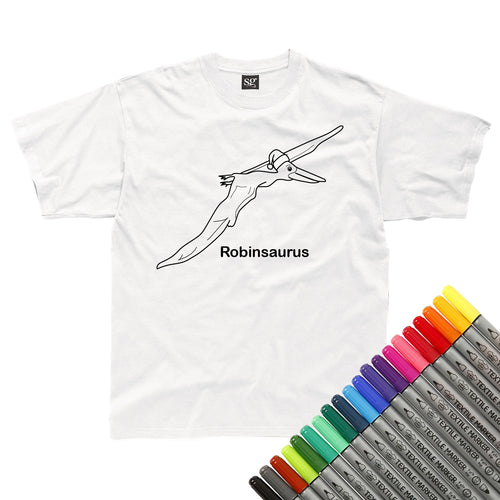 Personalised Christmas Pterodactyl Santa Hat Colour In T-Shirt (fabric pens optional)