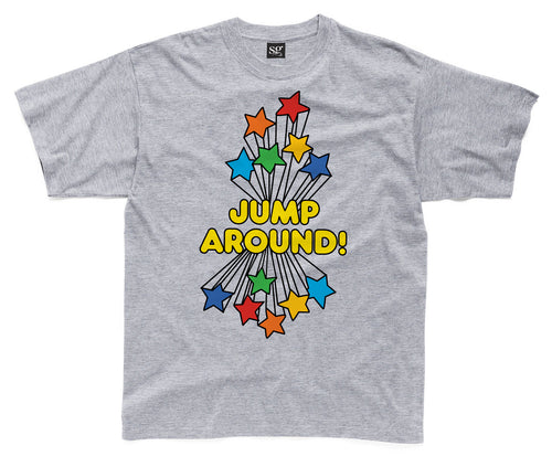 Jump Around Kids T-Shirt available in lilac, grey, cream, brown and white