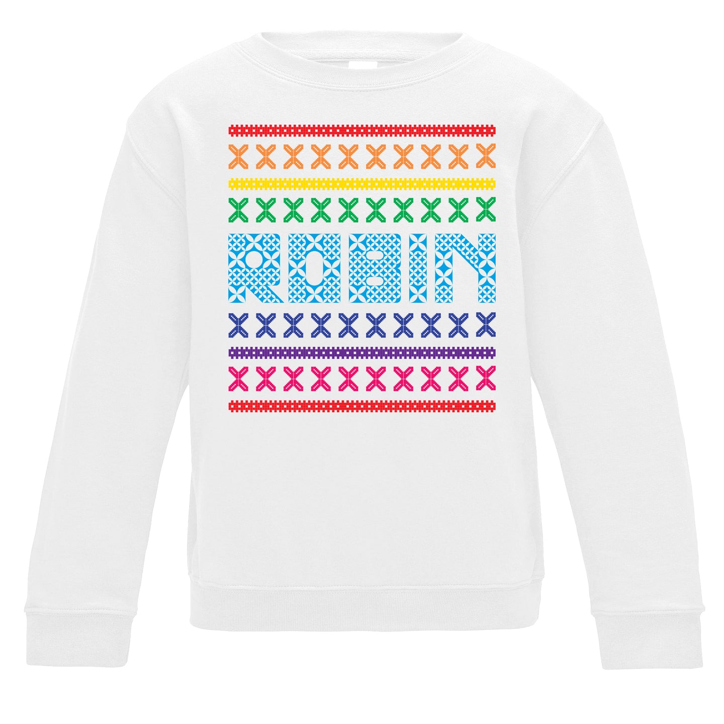 Personalised Retro Fairisle White Christmas Kids Sweatshirt