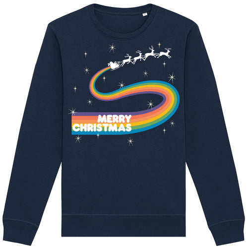 Glow in The Dark Merry Christmas Father Christmas Adult Sweatshirt