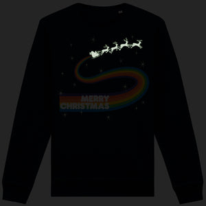 Glow in The Dark Merry Christmas Father Christmas Adult Sweatshirt