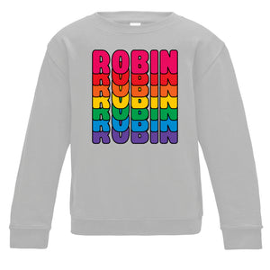 Personalised Sesame Street Rainbow Kids Sweatshirt available in a range of colours