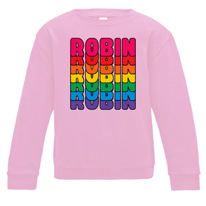 Personalised Sesame Street Rainbow Kids Sweatshirt available in a range of colours