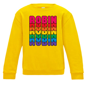 Personalised Sesame Street Rainbow Kids Sweatshirt available in a range of colours