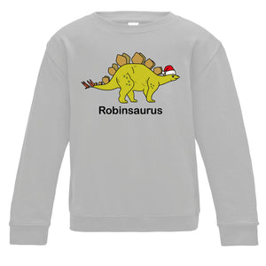 Personalised Christmas Stegosaurus Kids Sweatshirt