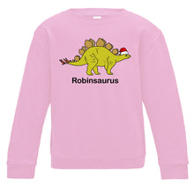 Load image into Gallery viewer, Personalised Christmas Stegosaurus Kids Sweatshirt