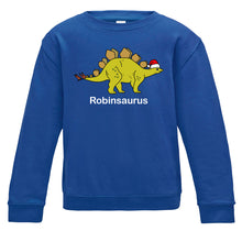 Load image into Gallery viewer, Personalised Christmas Stegosaurus Kids Sweatshirt