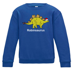 Personalised Christmas Stegosaurus Kids Sweatshirt