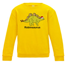 Load image into Gallery viewer, Personalised Christmas Stegosaurus Kids Sweatshirt