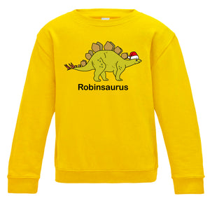 Personalised Christmas Stegosaurus Kids Sweatshirt