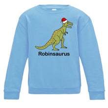 Load image into Gallery viewer, Personalised Christmas T-Rex Kids Sweatshirt