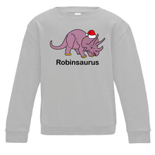 Load image into Gallery viewer, Personalised Christmas Triceratops Kids Sweatshirt