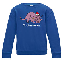 Load image into Gallery viewer, Personalised Christmas Triceratops Kids Sweatshirt