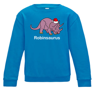Personalised Christmas Triceratops Kids Sweatshirt