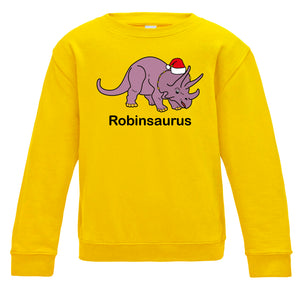 Personalised Christmas Triceratops Kids Sweatshirt