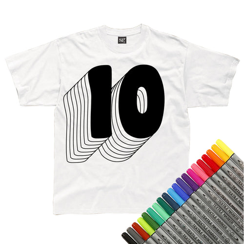 Ten Drop Shadow Colour In T-Shirt (fabric pens optional)