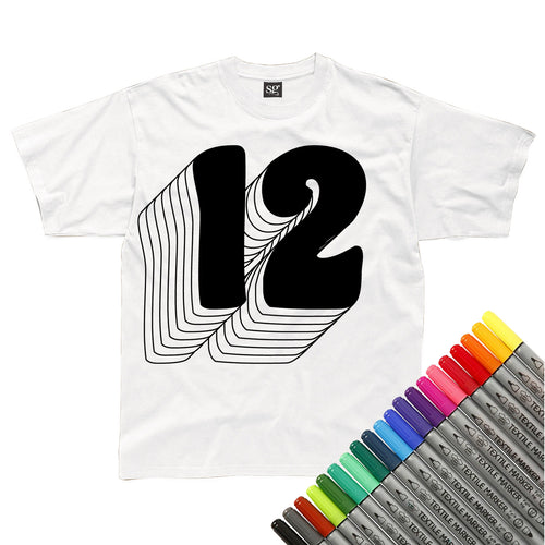 Twelve Drop Shadow Colour In T-Shirt (fabric pens optional)