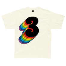 Load image into Gallery viewer, Third Birthday Three T-Shirt With Rainbow Drop Shadow