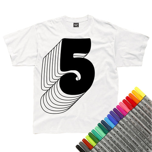 Five Drop Shadow Colour In T-Shirt (fabric pens optional)