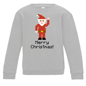 Pixelated Santa Kids Christmas Sweatshirt