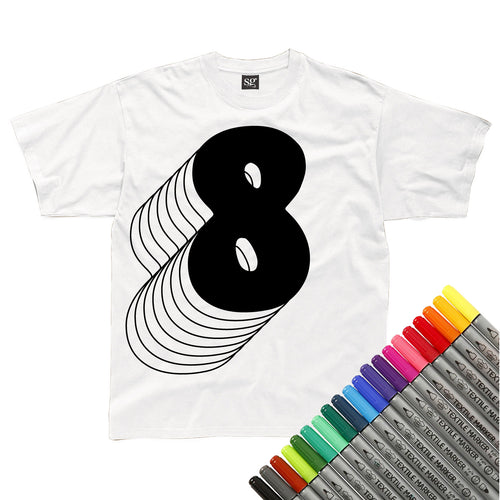 Eight Drop Shadow Colour In T-Shirt (fabric pens optional)