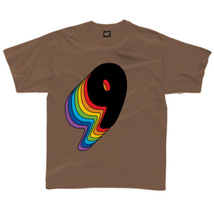 Ninth Birthday Nine T-Shirt With Rainbow Drop Shadow