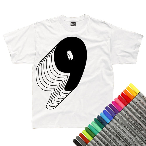 Nine Drop Shadow Colour In T-Shirt (fabric pens optional)