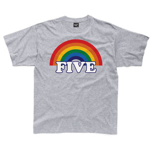 FIVE retro rainbow kids t-shirt