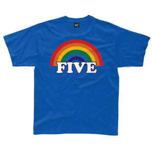 FIVE retro rainbow kids t-shirt