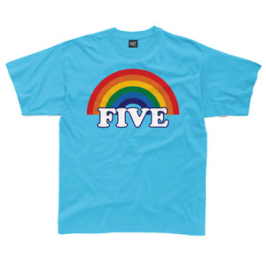 FIVE retro rainbow kids t-shirt