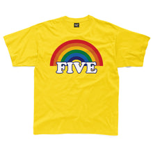 Load image into Gallery viewer, FIVE retro rainbow kids t-shirt