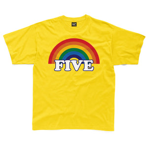 FIVE retro rainbow kids t-shirt