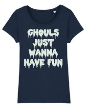 Load image into Gallery viewer, Ghouls Just Wanna Have Fun Navy Glow In The Dark Women&#39;s T-Shirt
