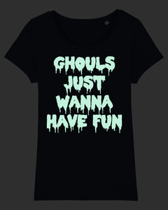 Ghouls Just Wanna Have Fun Navy Glow In The Dark Women's T-Shirt
