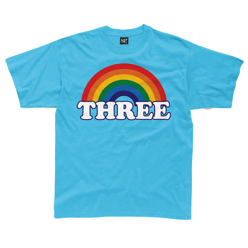THREE retro rainbow kids t-shirt
