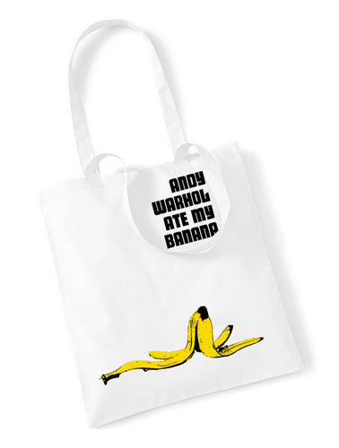 Andy Warhol Ate My Banana White Tote Bag