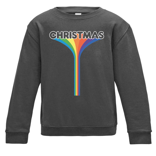 Christmas Rainbow Kids Charcoal Sweatshirt