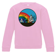 Load image into Gallery viewer, Christmas Winter Scene Kids Rainbow Sweatshirt