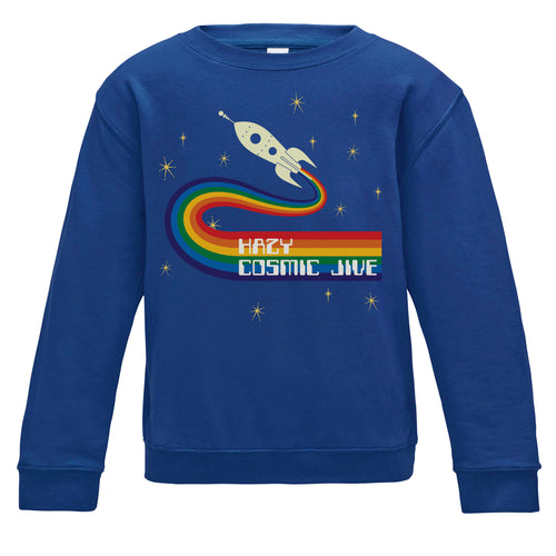 HAZY COSMIC JIVE Glow in the Dark Royal Blue Kids Sweatshirt