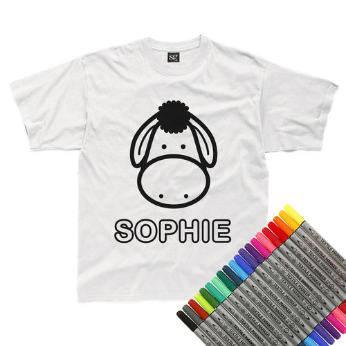 Personalised Colour-In Donkey T-Shirt (fabric pens optional)