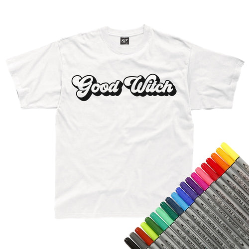 Good Witch Halloween Colour In T-Shirt (fabric pens optional)