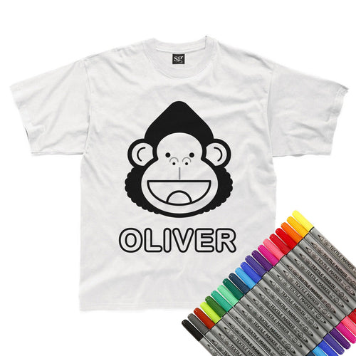 Personalised Colour-In Gorilla T-Shirt (fabric pens optional)