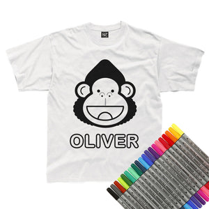 Personalised Colour-In Gorilla T-Shirt (fabric pens optional)