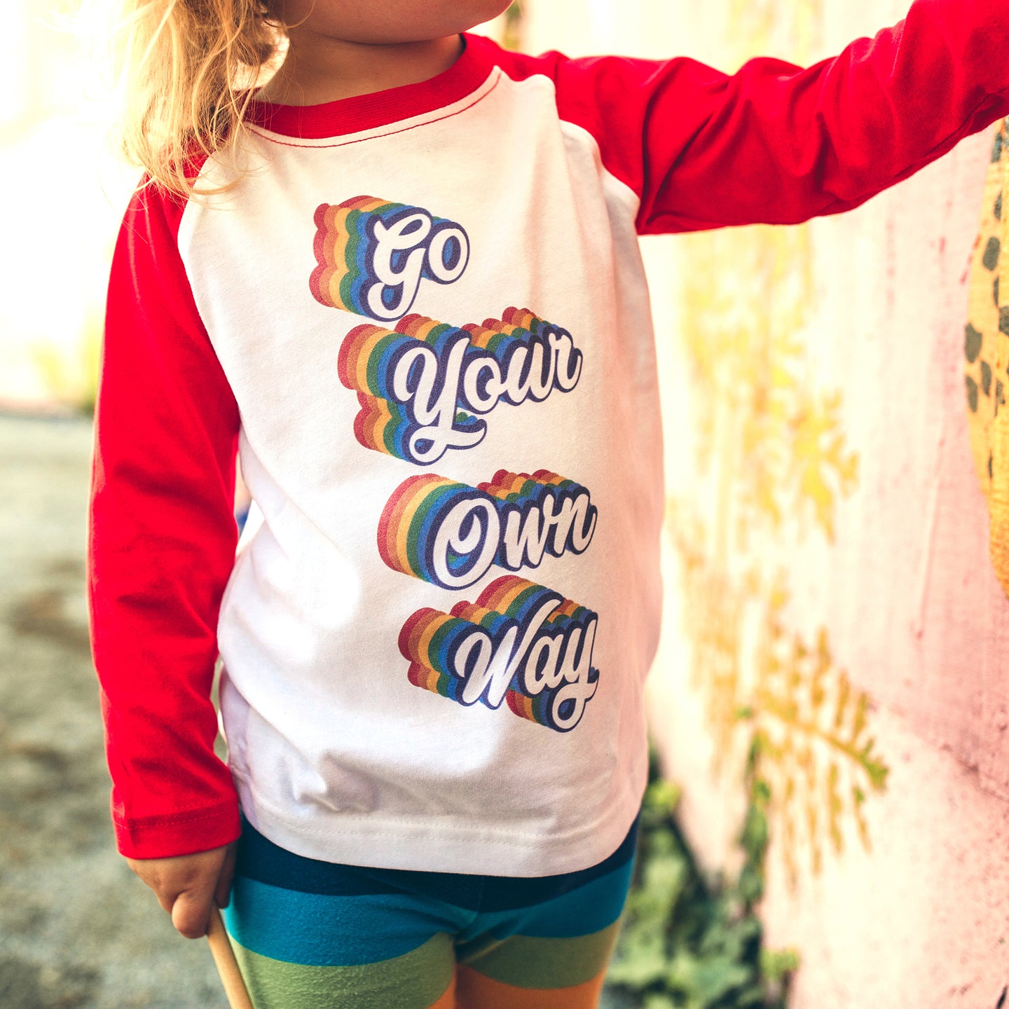 Go Your Own Way red or navy raglan long-sleeve baseball