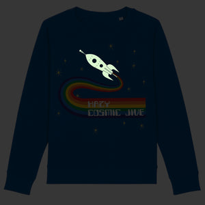 Hazy Cosmic Jive (with glow in the dark rocket) Women's Sweatshirt