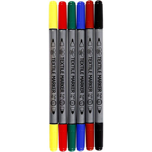 Set of 6 Double Tipped Fabric Pens