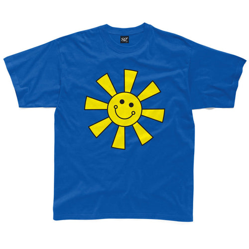 Happy Sun Kids T-Shirt available in royal blue, pink, grey, yellow & turquoise